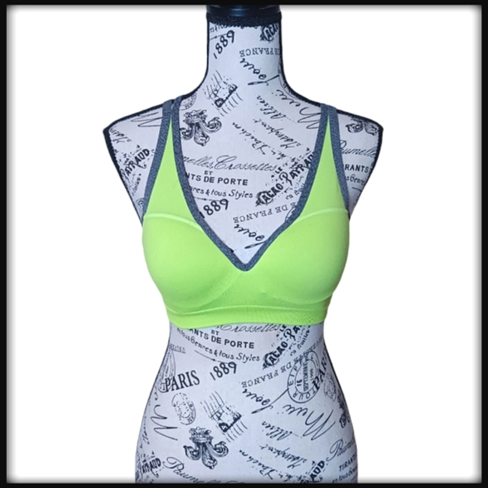 PINK Neon Push Up Crossback Sports Bra Size Sm